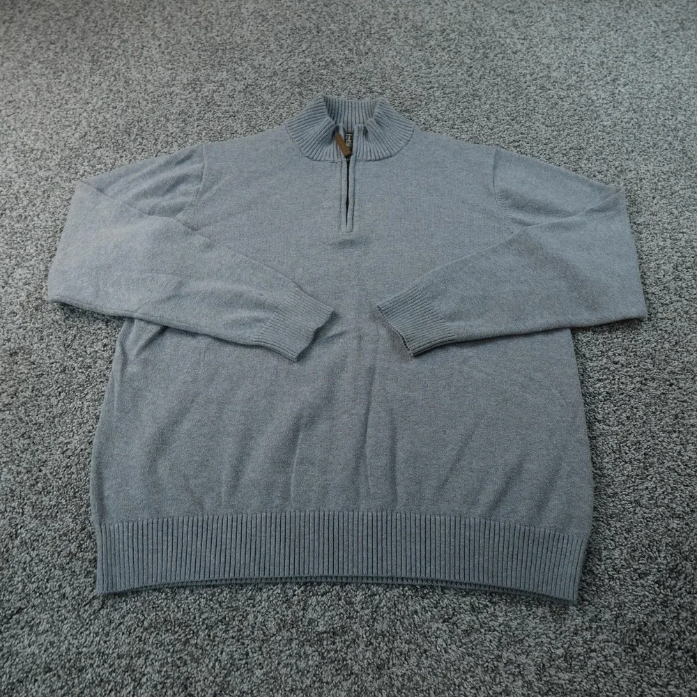Duluth Trading Sweater Mens L‎ Gray 1/4 Zip Mock Neck Pullover Knit Outdoor Work